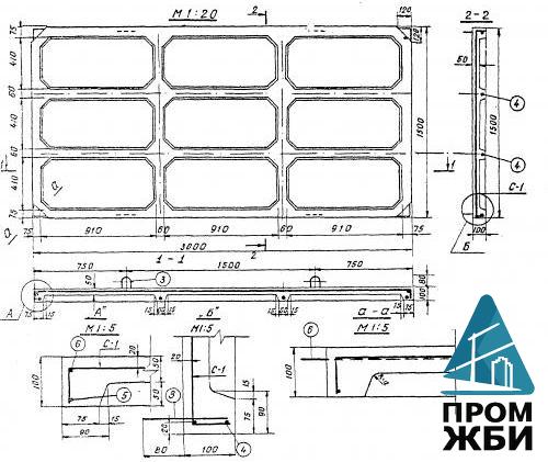 Плита ребристая РП15-30