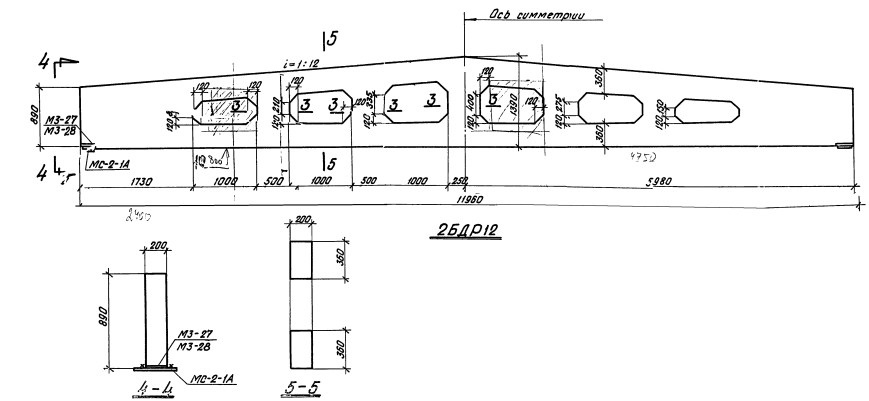 Балка 2БДР 12-7АтVI Серия 1.462-3