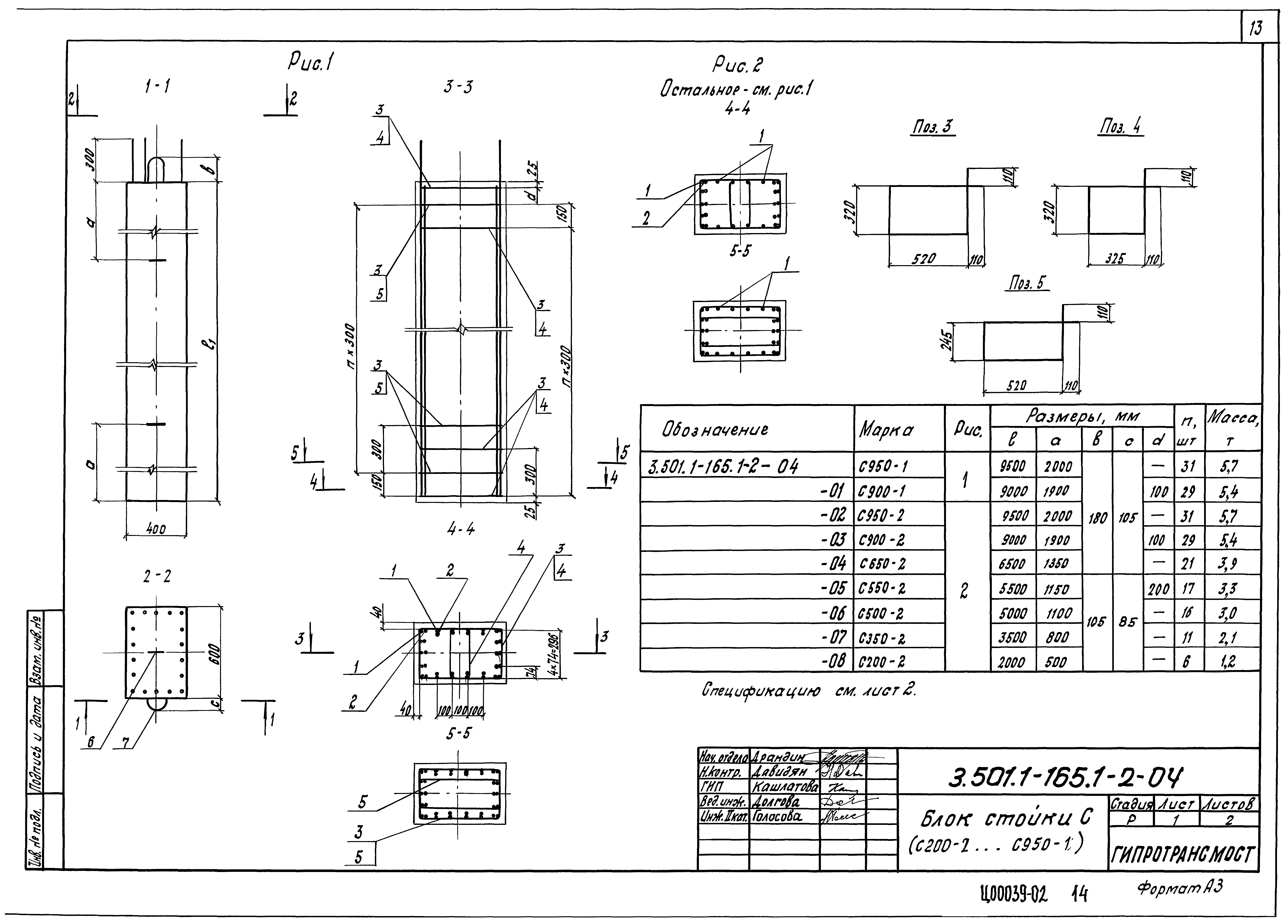 Блок стойки С950-2 Серия 3.501.1-165 Выпуск 1-2