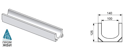 Бетонный лоток DN100 Гемма Стандарт 