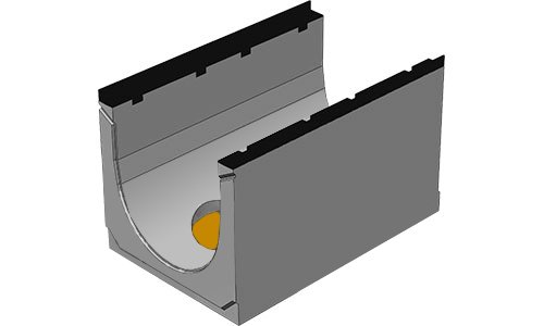 Бетонный лоток BGM, массивный, № 0, с водосливом, h310, DN200, F900