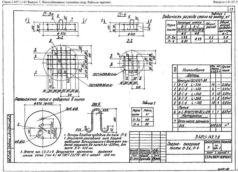 Плита опорно-анкерная П-3и серия 3.407.1-143 выпуск 7