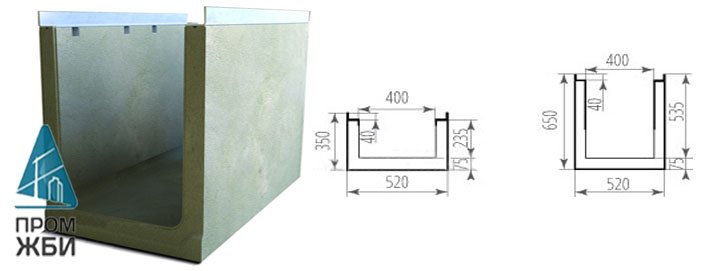 Лоток кабельный бетонный Optima 400№15/0