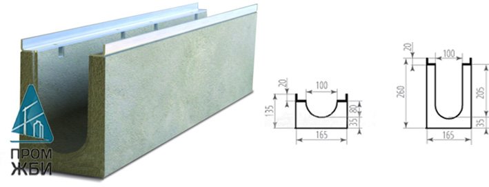 Бетонный водоотводный лоток ЛВБ Optima