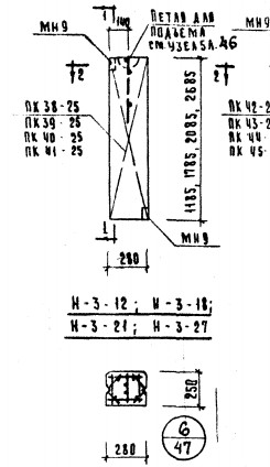 Панель Н-3-18 из легкого бетона (толщина 300мм) Серия ИИ 04-5