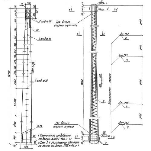 Стойка вибрированная железобетонная С 101-25.4 Серия 3.501.1-145 