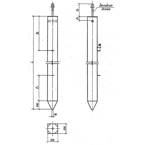 Свая для металлических опор ВЛ 35-500 кВ СН35.8-1 Серия 3.407.9-146 выпуск 2